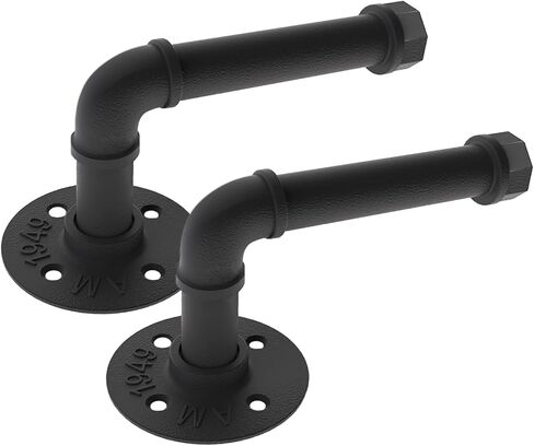 Wall Mount Industrial Paper Towel Holder, Heavy-Duty Retro Country Duct Roll Holder for Kitchen, Bathroom, Bedroom, and Outdoor Use, Black, 13 Inch (2 Pack) in Kuwait