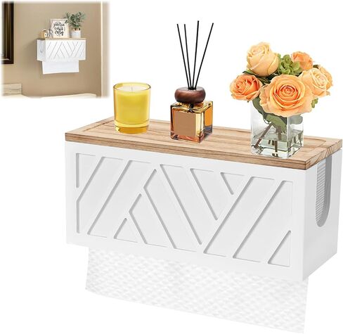 Paper Towel Dispenser Wall Mount, Paper Towel Holder with Removable Top Tray Wall Mount Dispenser Hand Towel Holder Solid Wood Commercial C Fold Z Fold Tri-Fold Paper Holder for Bathroom Kitchen Decor in Kuwait