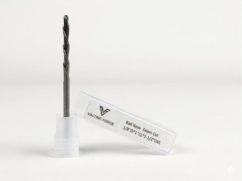 1/8" Down Cut Ball Nose CNC Router Bit, 1/8" Shank, 1" Cutting Length, 2.5" OVL, Solid Tungsten Carbide End Mill for 3D Carving Woodworking in Kuwait
