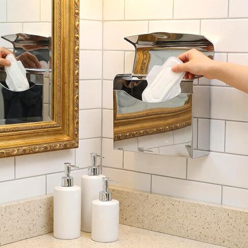 2-Pack Sanitary Napkin Disposal Bin, Stainless Steel Wall-Mounted Tampon Receptacle with Flip Lid - Odor-Free Feminine Hygiene Container for Bathroom & Restroom (Silver) in Kuwait