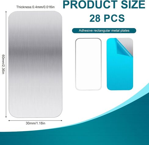 Metal Plates for Magnets 28 Pcs Adhesive Magnetic Mounts | Metal plates for magnets create magnetic surfaces anywhere with 0.4mm steel backing and strong adhesive for clean removal in Kuwait