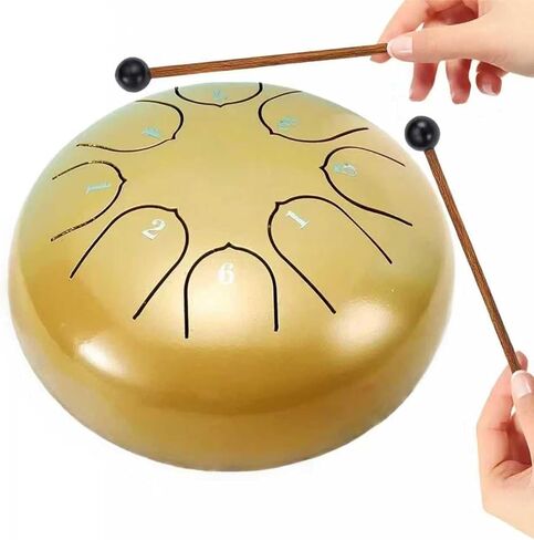 Rain Drum for Outdoor Garden, Natural Chakra Drum for Outdoor Rain, Drum Rain Chime Waterproof Chakra Drum 6 Inch 8 Notes (Red) in Kuwait