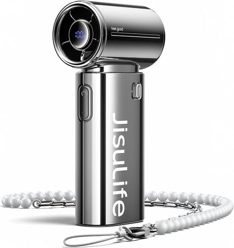 Jisulife Portable Handheld Fan Life9 ، Turbo Power High Speed ​​Air [18H Max Time Cooling] ، 5 تروس الرياح ، 5000 مللي أمبير في الساعة تصميم جيب صغير ، مروحة شخصية للحفلات الموسيقية الماكياج - Black in Kuwait