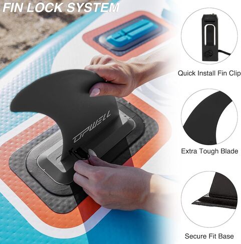 UPWELL SUP Center Fin & 2 Side Fins with No-Tool Fin Screw, Fiberglass Reinforced 9 & 4.5 inch SUP Replacement Fins for Surfboard, Stand-up Paddle Board, Longboard Set of 3 Black in Saudi Arabia