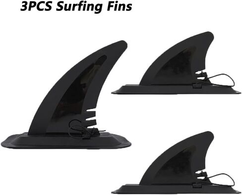 LOOEEL 3PCS Surfing Fins, Inflatable Paddle Board Fins, 1 PCS 7-inch and 1 Pairs 4-inch Center Fin with Base,Detachable Fin Dock Tail Fin for Long Board Paddle Board Surfboard Surfing Kayak Fin-Black in Saudi Arabia