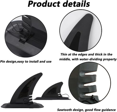 LOOEEL 3PCS Surfing Fins, Inflatable Paddle Board Fins, 1 PCS 7-inch and 1 Pairs 4-inch Center Fin with Base,Detachable Fin Dock Tail Fin for Long Board Paddle Board Surfboard Surfing Kayak Fin-Black in Saudi Arabia