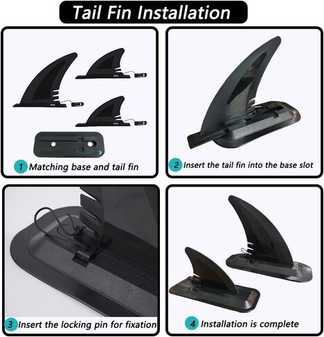 LOOEEL 3PCS Surfing Fins, Inflatable Paddle Board Fins, 1 PCS 7-inch and 1 Pairs 4-inch Center Fin with Base,Detachable Fin Dock Tail Fin for Long Board Paddle Board Surfboard Surfing Kayak Fin-Black in Saudi Arabia