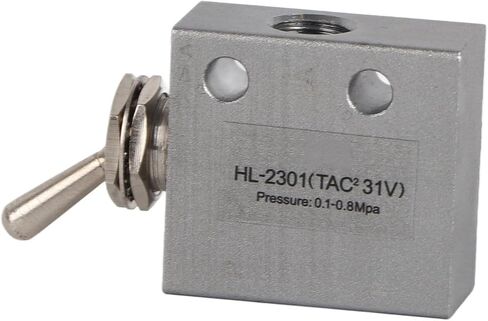 Fafeicy HL2301 صمام ميكانيكي هوائي بمفتاح تبديل يدوي، 3 أوضاع ومنفذين للتحكم في الهواء مع مقبض معدني لإعداد أتمتة المصنع in Kuwait
