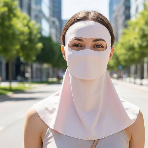 غطاء وجه للحماية من الشمس، قناع وجه من الأشعة فوق البنفسجية بعامل حماية من الأشعة فوق البنفسجية 50+ قابل للتعديل، للمشي في الهواء الطلق، سهل الشرب in Kuwait
