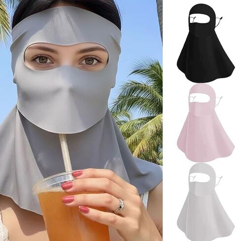 غطاء وجه للحماية من الشمس، قناع وجه من الأشعة فوق البنفسجية بعامل حماية من الأشعة فوق البنفسجية 50+ قابل للتعديل، للمشي في الهواء الطلق، سهل الشرب in Kuwait