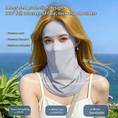 غطاء وجه للحماية من الشمس، قناع وجه من الأشعة فوق البنفسجية بعامل حماية من الأشعة فوق البنفسجية 50+ قابل للتعديل، للمشي في الهواء الطلق، سهل الشرب in Kuwait