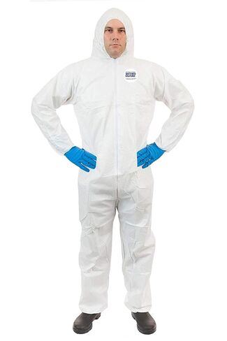 ValuGuard MP Light Duty Disposable White Coverall Economical Protective Clothing for Non Hazardous Paint and Dust with Attached Hood, Elastic Wrist & Ankle (XL, Case of 25) in Kuwait