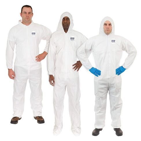 ValuGuard MP Light Duty Disposable White Coverall Economical Protective Clothing for Non Hazardous Paint and Dust with Attached Hood, Elastic Wrist & Ankle (XL, Case of 25) in Kuwait