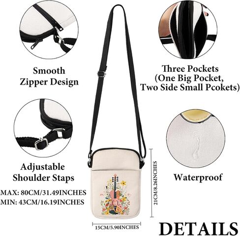 VAMSII Violin Lover Gift Flower Violin Crossbody Bag Violin G-irl Player Travel Bag Violinist Gift in Kuwait