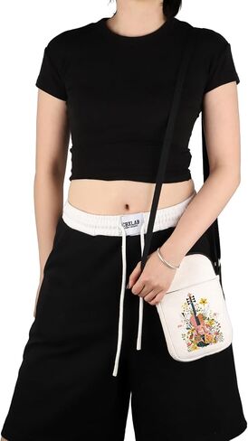 VAMSII Violin Lover Gift Flower Violin Crossbody Bag Violin G-irl Player Travel Bag Violinist Gift in Kuwait