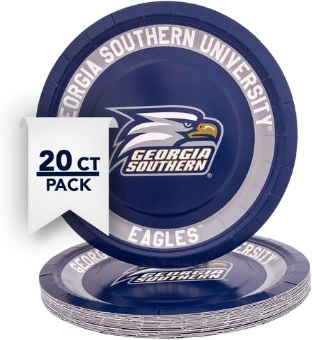 أطباق ورقية من Desert Cactus Georgia Southern University GSU Eagles عدد 20 أدوات مائدة مستديرة مقاس 9 بوصة للبوابات الخلفية والتخرج والحفلات ويوم اللعبة (التصميم A) in Kuwait