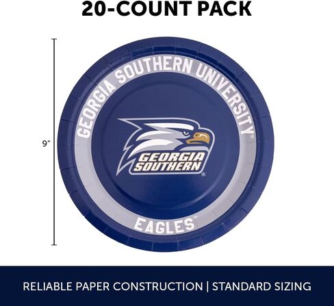 أطباق ورقية من Desert Cactus Georgia Southern University GSU Eagles عدد 20 أدوات مائدة مستديرة مقاس 9 بوصة للبوابات الخلفية والتخرج والحفلات ويوم اللعبة (التصميم A) in Kuwait