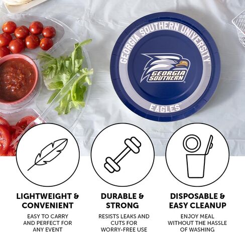 أطباق ورقية من Desert Cactus Georgia Southern University GSU Eagles عدد 20 أدوات مائدة مستديرة مقاس 9 بوصة للبوابات الخلفية والتخرج والحفلات ويوم اللعبة (التصميم A) in Kuwait