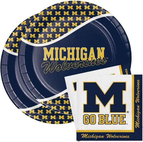 مجموعة أطباق Michigan Wolverines Party Bundle من الرابطة الوطنية لرياضة الجامعات (NCAA) مقاس 9 بوصة (16) مناديل غداء (20) in Kuwait