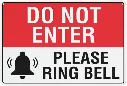 Do Not Enter Please Ring Bell Warning Sign 12×8 | Bell Icon Graphic, Red & White in Kuwait