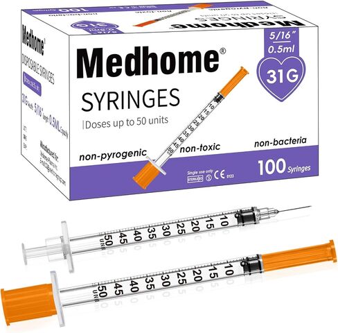 0.5ml 31G 5/16inch Syringe, Individually Wrapped, Pack of 100 in Kuwait