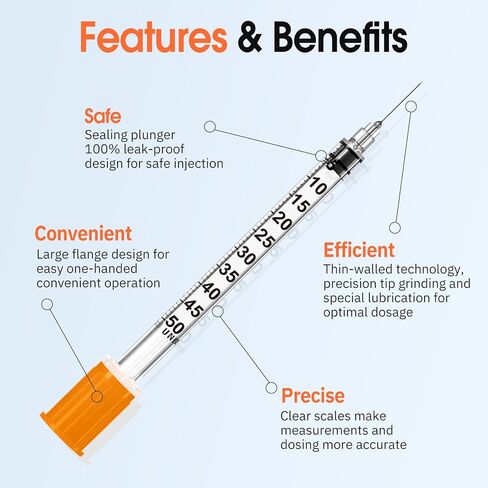 0.5ml 31G 5/16inch Syringe, Individually Wrapped, Pack of 100 in Kuwait