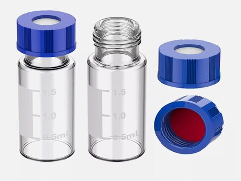 OMICRON® Certified HPLC Vials & Closures Kit: 2mL Analytical Vial, USP Type I Borosilicate Glass, 9mm Short Thread Screw Cap, Low-Bleed Septa, MS-Tested, Autosampler Compatible (Pack of 100 X 10) in Kuwait
