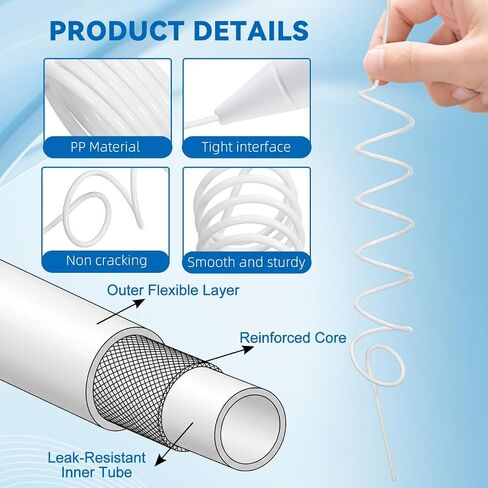 Water Flosser Replacement Hose Compatible with Waterpik Wp-100 Wp-660 Oral Irrigator Tube Easy Install Dental Flosser Accessories for Precise Tooth Cleaning in Kuwait
