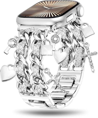 متوافق مع مصمم المعادن أشرطة Apple Watch Fands for Women Men 42mm (سلسلة 10) 40 مم 41 مم 38 ملم ، سلسلة iWatch سلسلة مزدوجة لـ Apple Watch Ultra 2 1 SE Series 10 9 8 7 6 5 4 3 2 1 Bracelet Sport Band (الذهب) in Kuwait