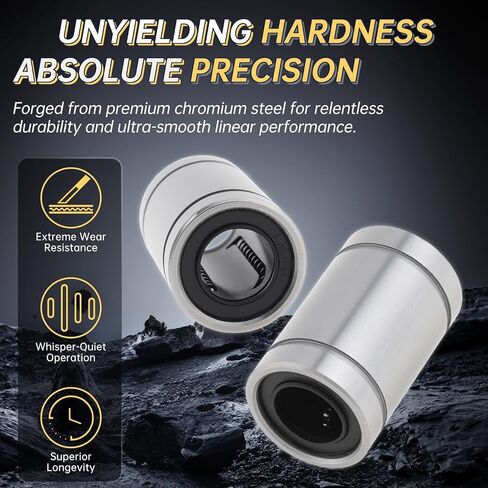 14Pcs LM8UU Linear Ball Bearings, 8mm Bore Dia, 15mm OD, 24mm Length with Double Side Rubber Seal Fit for CNC and 3D Printer Applications in Kuwait