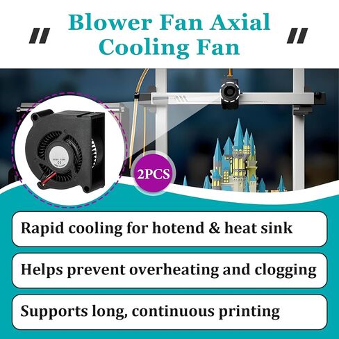 2 Pcs DC 24V 5020 Blower Fan Axial Cooling Fans, Compatible with Anycubic Kobra 3 Combo/Kobra 2 Neo/Kobra 2 Pro/Kobra 2 Plus/Kobra 2 Max/Kobra 2 3D Printer, Helps Prevent Overheating and Clogging in Kuwait