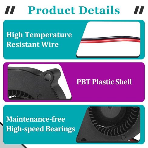 2 Pcs DC 24V 5020 Blower Fan Axial Cooling Fans, Compatible with Anycubic Kobra 3 Combo/Kobra 2 Neo/Kobra 2 Pro/Kobra 2 Plus/Kobra 2 Max/Kobra 2 3D Printer, Helps Prevent Overheating and Clogging in Kuwait