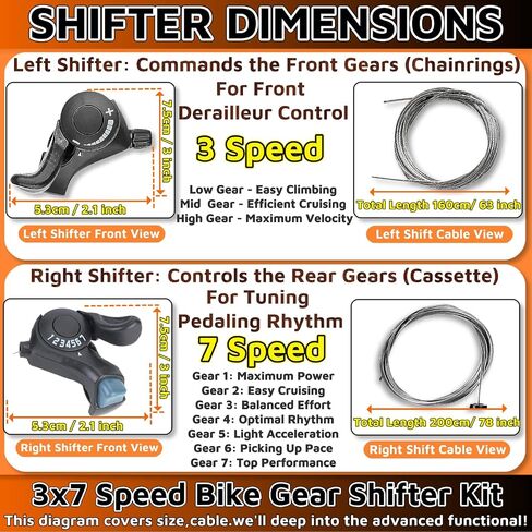 7 Speed Shifter，3X7 Thumb Gear Shifters One Pair TX-30 Lever and Set，Shift Lever Transmission Bike Gear Shifter Bike Parts Accessories for Road City Mountain Bike in Kuwait