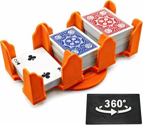 حامل البطاقات - حامل ألعاب البطاقات الدوارة المكون من 4 طبقات، صينية أوراق اللعب تدور 360 درجة لتنظيم أسطح متعددة للكاناستا والبوكر والمزيد | خفيفة الوزن ومتينة مع دوران سلس (4Deck-Green) in Kuwait