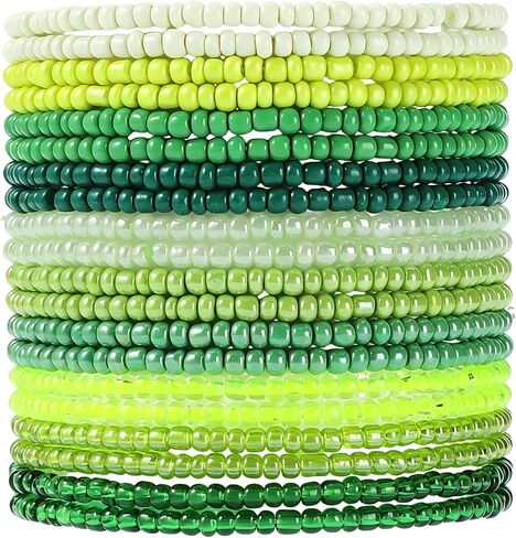 tenghong2021 30pcs Elastic Stackable Multilayer Stretch Bracelets Anklet for Women Boho Multi-Strand Seed Beaded Bohemian Handmade Summer Beach Gift Jewelry in Kuwait