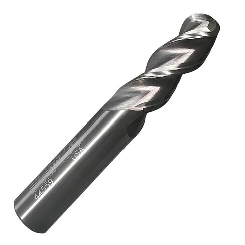 SCT10246 AX3 3-Flute، قطر 3/4 بوصة، أنف كروي، طول القطع 1-3/4 بوصة، قطع مركزي، 4 بوصة OAL، مطلي، قطر عرقوب 3/4 بوصة، مطحنة نهاية كربيد الحلزون المتغيرة عالية الأداء للمواد الحديدية in Kuwait