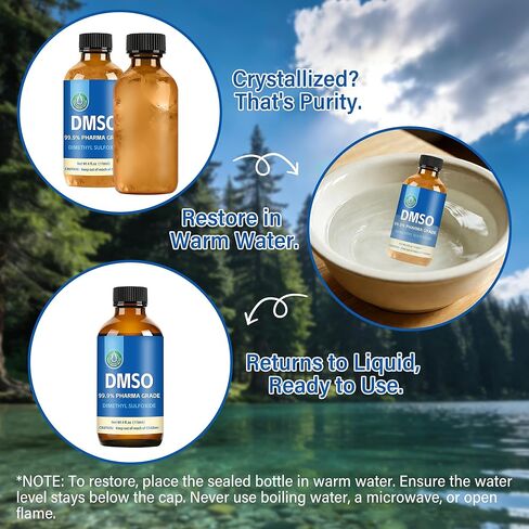 DMSO 99.9%, Pharmaceutical Grade Pure DMSO with Dropper in Glass Bottle, Non-diluted Dimethyl Sulfoxide Liquid, Low Odor, 4 fl oz in Kuwait