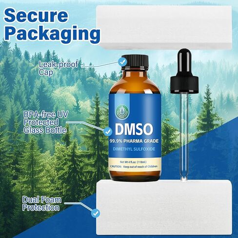 DMSO 99.9%, Pharmaceutical Grade Pure DMSO with Dropper in Glass Bottle, Non-diluted Dimethyl Sulfoxide Liquid, Low Odor, 4 fl oz in Kuwait