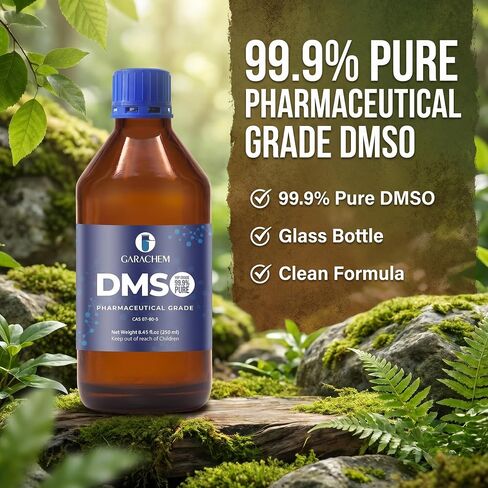 GARACHEM درجة صيدلانية 99.9% DMSO نقي في زجاجة زجاجية، سائل نقي ثنائي ميثيل سلفوكسيد 8 أونصة، غير مخفف، رائحة منخفضة in Kuwait