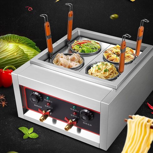 220V 4000W 4 Holes Noodles Cooker Machine Table Top 4 Baskets Commercial Electric Noodles Cooker Pasta Cooking Tool NO Plug in Kuwait
