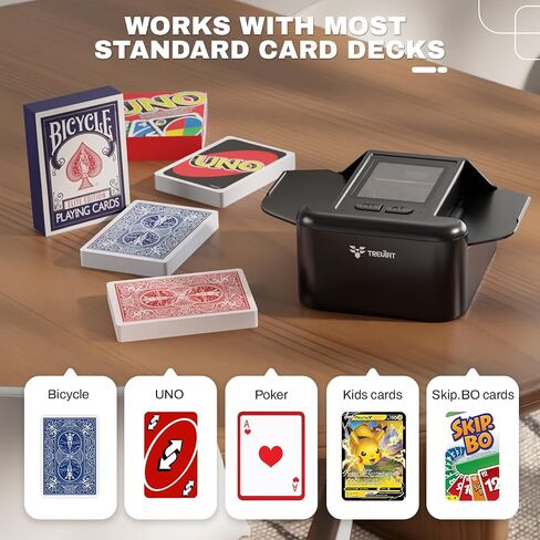 Automatic Card Shuffler with 1-2 Decks with Dual Auto/Manual Modes, USB C Rechargeable, Quiet Operation & Portable Card Shuffler for Poker, Blackjack, UNO Cards, Casino Game in Kuwait