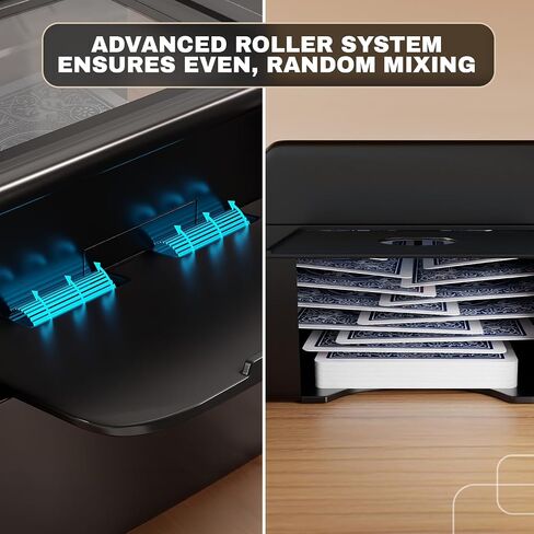 Automatic Card Shuffler with 1-2 Decks with Dual Auto/Manual Modes, USB C Rechargeable, Quiet Operation & Portable Card Shuffler for Poker, Blackjack, UNO Cards, Casino Game in Kuwait