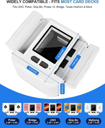 Automatic Card Shuffler Machine, Rechargeable Shuffle Machine for 2 Deck with AUTO & Manual Mode, Card Case, Foldable & Portable Low Noise Shuffler Machine for Poker, UNO, Skip-Bo, Blackjack, Phase 10 in Kuwait