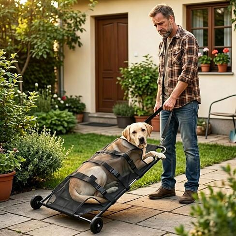 260 lbs Portable Foldable Pet Dog Stretcher, 46×22 in Animal Transport Trolley Designed for Enhanced Pet Comfort and Dignity in Kuwait