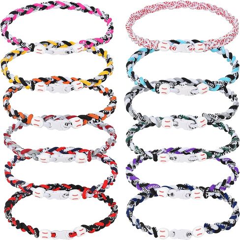 12 Pieces Baseball Necklaces for Boys,Three Braided Rope Tornado Sports Titanium Necklaces,Baseball Accessories Drip Baseball Party Favors in Kuwait