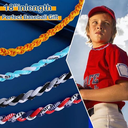 12 Pieces Baseball Necklaces for Boys,Three Braided Rope Tornado Sports Titanium Necklaces,Baseball Accessories Drip Baseball Party Favors in Kuwait