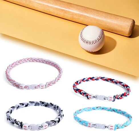 12 Pieces Baseball Necklaces for Boys,Three Braided Rope Tornado Sports Titanium Necklaces,Baseball Accessories Drip Baseball Party Favors in Kuwait