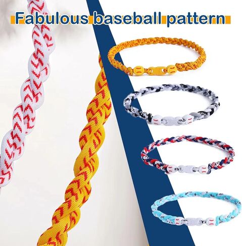 12 Pieces Baseball Necklaces for Boys,Three Braided Rope Tornado Sports Titanium Necklaces,Baseball Accessories Drip Baseball Party Favors in Kuwait