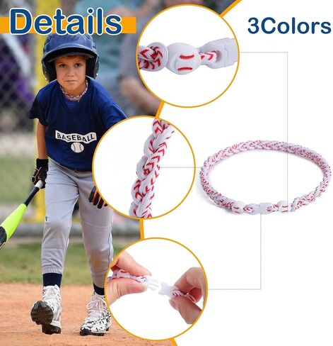 12 Pieces Baseball Necklaces for Boys,Three Braided Rope Tornado Sports Titanium Necklaces,Baseball Accessories Drip Baseball Party Favors in Kuwait
