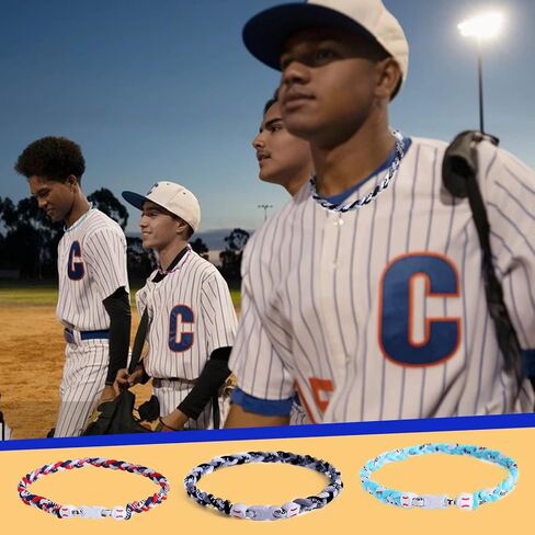 12 Pieces Baseball Necklaces for Boys,Three Braided Rope Tornado Sports Titanium Necklaces,Baseball Accessories Drip Baseball Party Favors in Kuwait